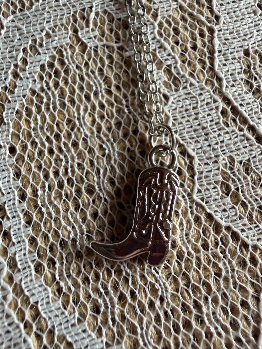 Western Cowboy Boot Charm Necklace Silver Tone Cowgirl Country Boho Jewelry NEW - Picture 3 of 4